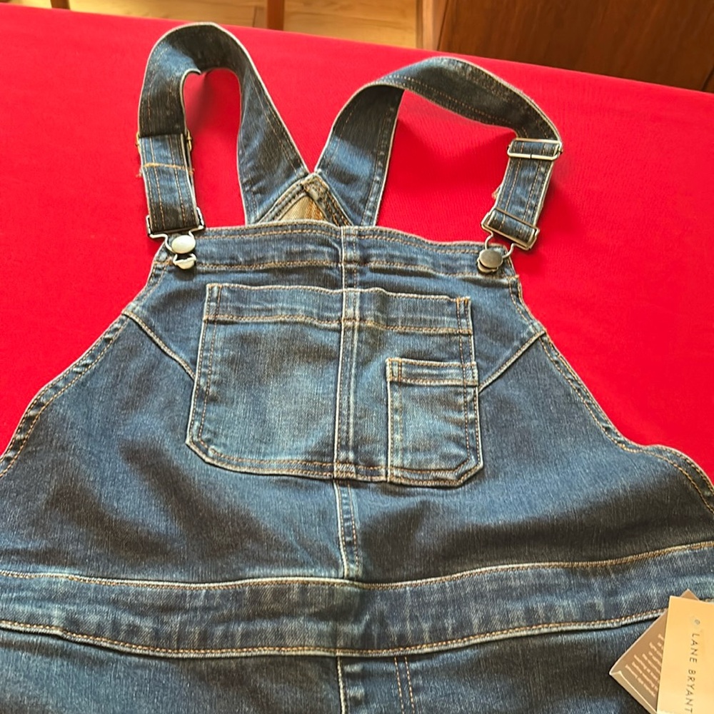 Jean overalls in medium washed denim. Never worn